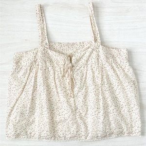 Natural Life Coquette Feminine Floral Lace Trim Tie Front Tank Top L/XL Cream